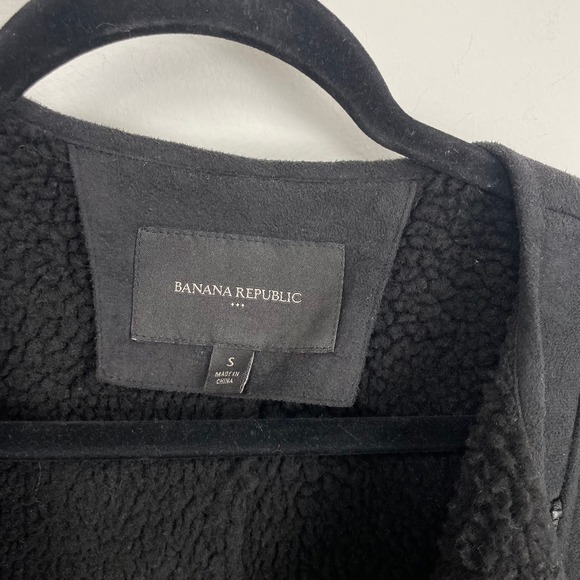 Banana Republic Faux Suede Sherpa Lined Moto Jacket Black Small - Picture 8 of 8